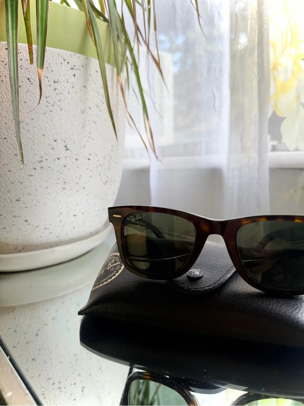 RAY-BAN | OS | RB2140 Wayfarer Classic Polished Havana Tortoiseshell Blue Lens